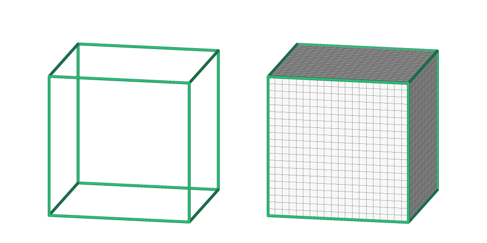 Cubic domain, physical and grid space